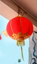 Red lantern hanging in old temple Royalty Free Stock Photo