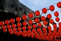 Red lanterns, temple, building Asia, design architecture Royalty Free Stock Photo