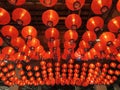 The red lanterns decorated in chinese new year festival at chinatown area Royalty Free Stock Photo