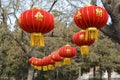 Red lanterns hanging in Beijing, China, in celebration of Lunar New year Royalty Free Stock Photo