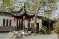 Red lanterns hanging pavilion