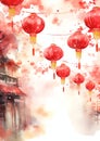 Red Lanterns Hanging in a Row Chinese new year pattern