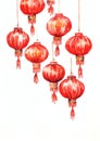 Red Lanterns Hanging in a Row Chinese new year pattern