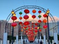 Red Lanterns at Lek Yuen Bridge at Sha Tin New Territories Hong Kong