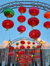 Red Lanterns at Lek Yuen Bridge at Sha Tin New Territories Hong Kong