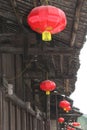 Red lampions symbolize succes, happiness & wealth, Daxu, China