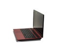 Red laptop with black screen. Royalty Free Stock Photo