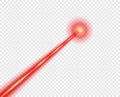 Red laser beam. Vector design element. The isolated transparent object on a light background.