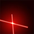 Red laser beams isolated on dark background with light flares Royalty Free Stock Photo