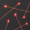 Red laser beams vector light effect isolated on transparent checkered background Royalty Free Stock Photo