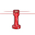 Red Laser Level Tool with Bubbles and Lines on White Royalty Free Stock Photo