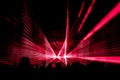 Red laser show nightlife club stage with party people crowd Royalty Free Stock Photo
