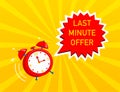 Red last minute offer alarm in vintage style. Flat red button. Web design. Vector illustration. Royalty Free Stock Photo