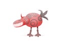 Red laughing cute monster with horn