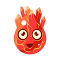 Red Lava Element Egg-Shaped Cute Fantastic Character With Big Eyes Vector Emoji Icon Royalty Free Stock Photo