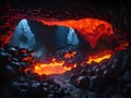 red lava flow in the cave Royalty Free Stock Photo
