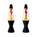 Red lava lamp with liquid gradient. Concept of 70s decor astro lamp.