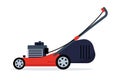 Red Lawn mower icon. Electric work tool for cutting grass