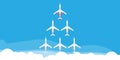 Red leader plane business concept vector illustration. Flying direction vision follow group team. Different ambition unique Royalty Free Stock Photo
