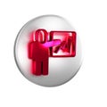 Red Leader of a team of executives icon isolated on transparent background. Silver circle button. Royalty Free Stock Photo