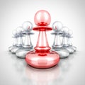 Red Leader Winner Pawn Forward Other Group Team. Royalty Free Stock Photo