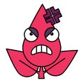 Red leaf angry thin line emoticon icon