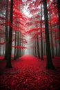 Red Leaf Forest Natural Landscape,Generative AI Royalty Free Stock Photo