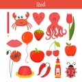 Red. Learn the color. Education set. Illustration of primary col Royalty Free Stock Photo