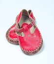 Red leather baby sandals
