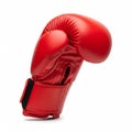 A red leather boxing glove with a black velcro strap, isolated on a white Royalty Free Stock Photo