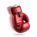 A red leather boxing glove with a black velcro strap, isolated on a white Royalty Free Stock Photo