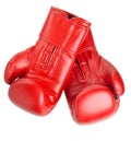 Red leather boxing gloves isolated on white