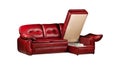 Red leather comfortable sofa isolated Royalty Free Stock Photo