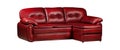 Red leather comfortable sofa isolated