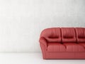 Red leather Couch to face a blank wall Royalty Free Stock Photo