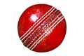 Red leather cricket ball isolated clipping path. Royalty Free Stock Photo