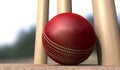 Cricket Ball At Base Of Wickets