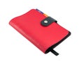 Red Leather diary book isolate on white with clipping path