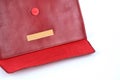 Red leather envelope case with Velcro