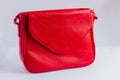 Red leather female bag on white background Royalty Free Stock Photo