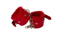 Red leather handcuffs. Royalty Free Stock Photo