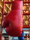 Red Leather Hanging Boxing Gloves