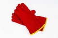 Red leather heat-resistant Safety Gloves for welders.