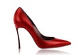 Red leather high-heeled shoes Royalty Free Stock Photo