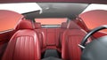 Red leather interior of luxury black sport car . realistic 3d rendering. Royalty Free Stock Photo