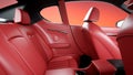 Red leather interior of luxury black sport car . realistic 3d rendering. Royalty Free Stock Photo