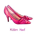 Red leather kitten heel shoes