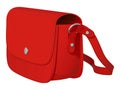 Red leather ladies bag with long belt Royalty Free Stock Photo