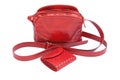 Red leather lady bag and purse
