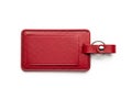 Red leather luggage tag isolated on white background Royalty Free Stock Photo